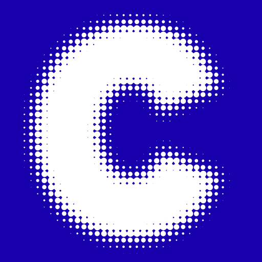 Curva logo: a halftone letter C in white on deep blue